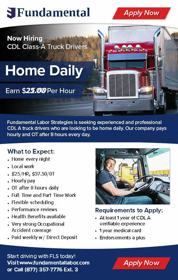 HIRING LOCAL CDL A DRIVERS - HOME DAILY - transportation ...