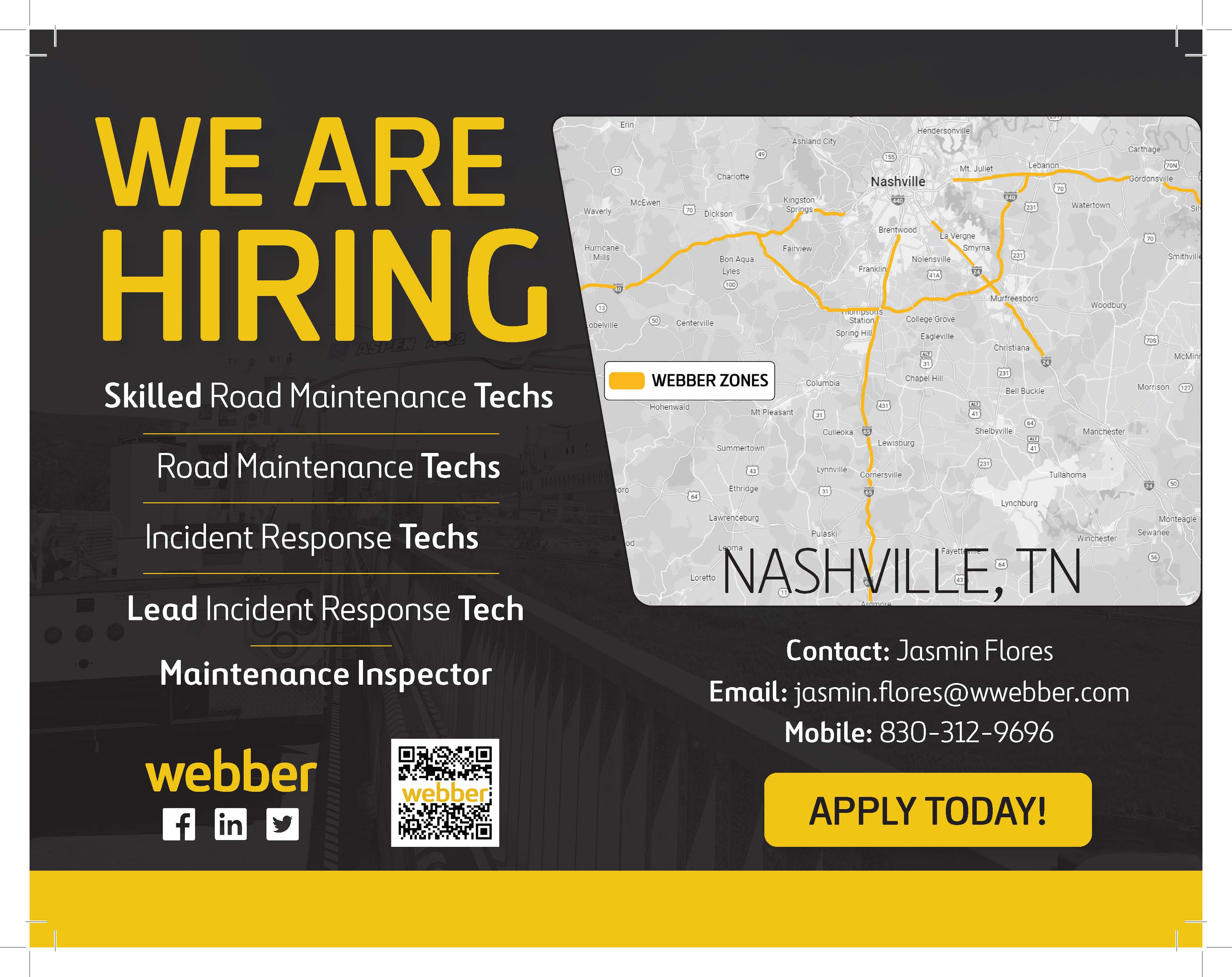 Webber Infra Management Now Hiring Skilled Labor Technicians